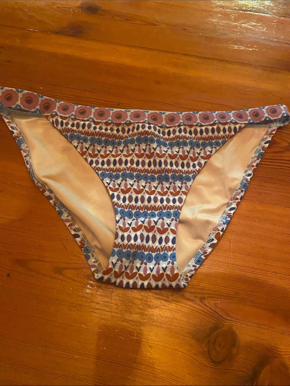 Victoria's Secret Blue and Brown Patterned Bikini Bottoms